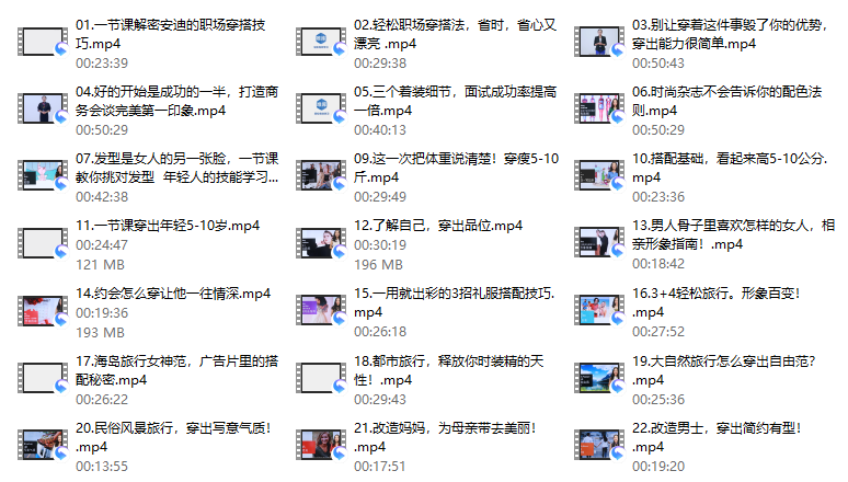58、精致女性必备形象管理课，22堂视频大课学气质穿搭
